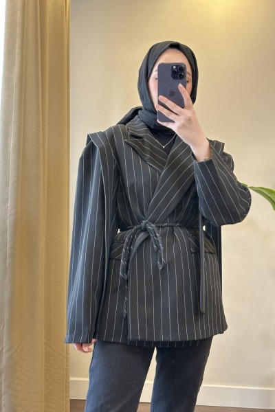 Bbc Pera Ceket - Siyah-Beyaz