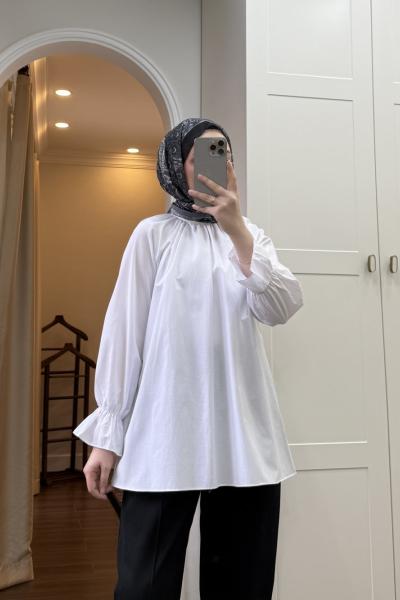 BBC PİLE DETAYLI GÖMLEK - BEYAZ