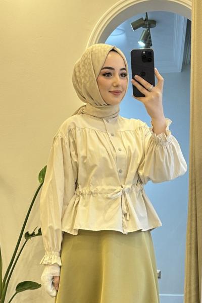 Bbc Poplin Crop Gömlek - Krem