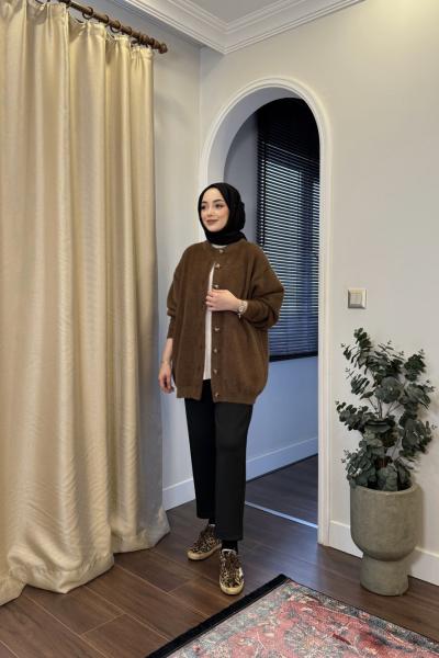 BBC PREMİUM ANGORA HIRKA - KAHVERENGİ