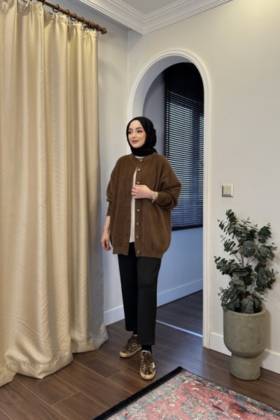 BBC PREMİUM ANGORA HIRKA - KAHVERENGİ