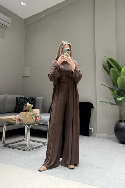 BBC RELAX ÜÇLÜ PAMUKLU TAKIM - KAHVERENGİ