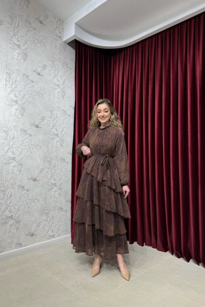 BBC RUFFLE ELBİSE - KAHVE