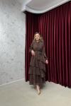 BBC RUFFLE ELBİSE - KAHVE