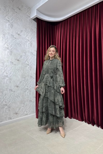 BBC RUFFLE ELBİSE - YEŞİL