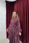 BBC RUFFLE ELBİSE - BORDO