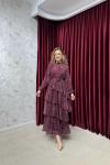 BBC RUFFLE ELBİSE - BORDO