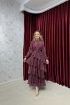 BBC RUFFLE ELBİSE - BORDO