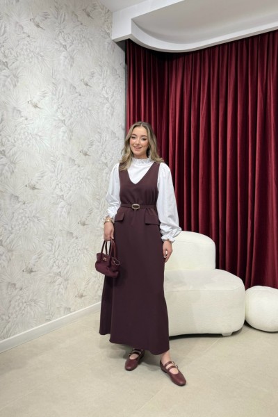 BBC RUTH JİLE ELBİSE - BORDO