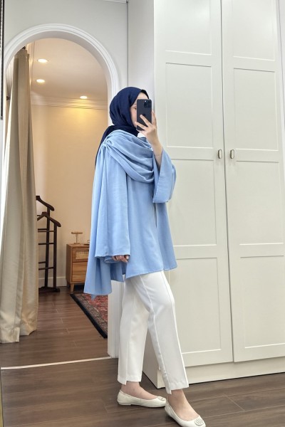 BBC ŞAL YAKA KETEN KİMONO - BEBE MAVİSİ