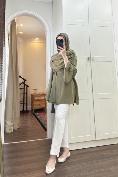 BBC ŞAL YAKA KETEN KİMONO - HAKİ