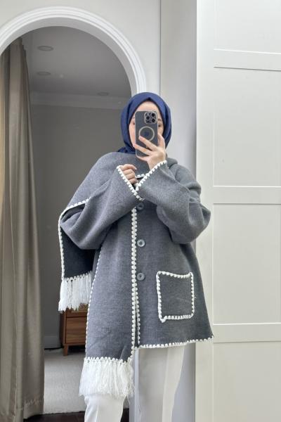 Bbc Şal Yaka Hırka - Gri