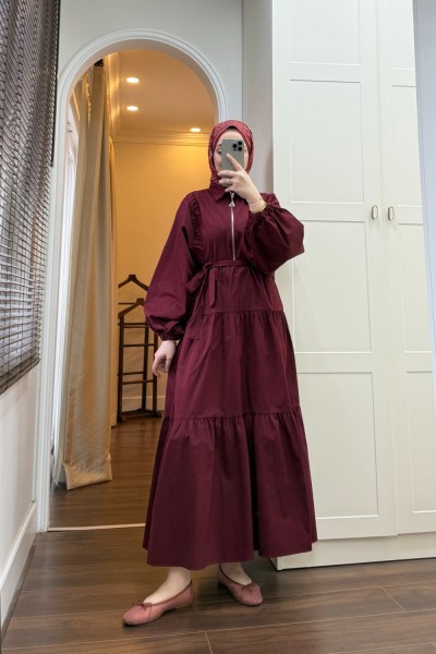 BBC SARAH ELBİSE - BORDO