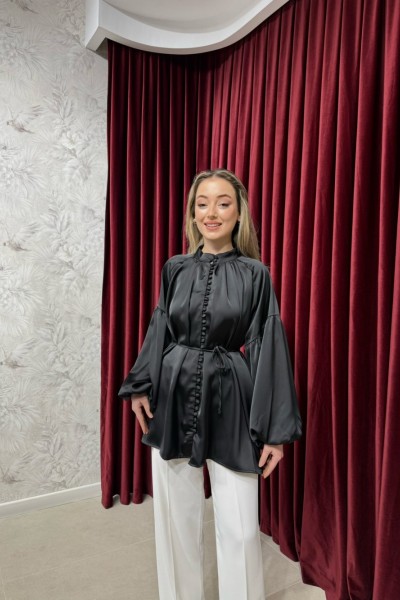 BBC SATEN GÖMLEK - SİYAH