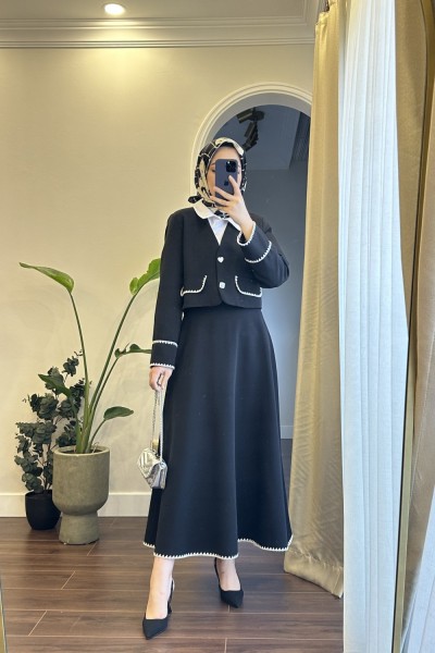 Bbc Shine Ceketli Crop Takım - Siyah