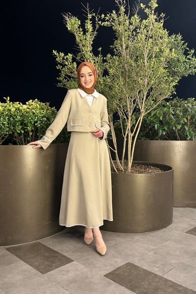 Bbc Shine Ceketli Crop Takım - Taş