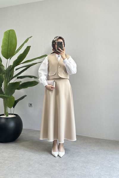 BBC SHİNE YELEKLİ TAKIM - KREM