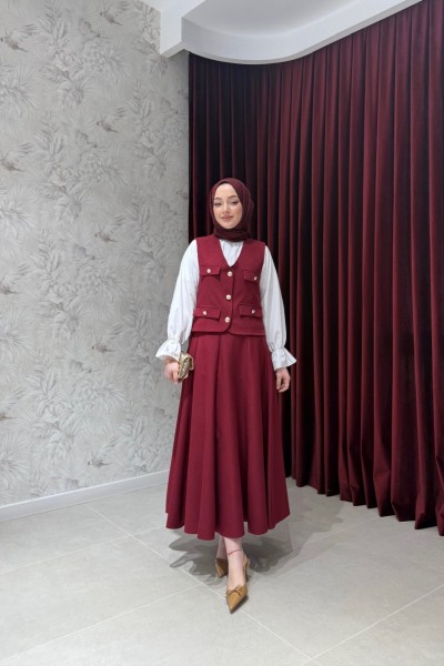 BBC SİLVER YELEKLİ TAKIM - BORDO