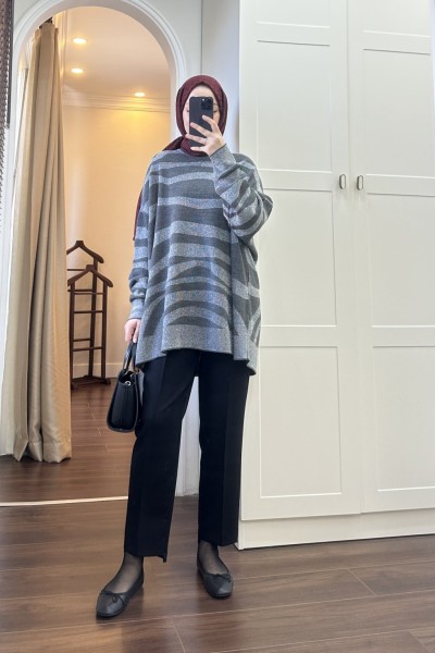 BBC SİMLİ SOĞUK İPLİK KAZAK - GRİ