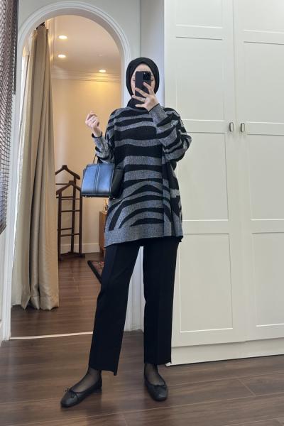 BBC SİMLİ SOĞUK İPLİK KAZAK - SİYAH