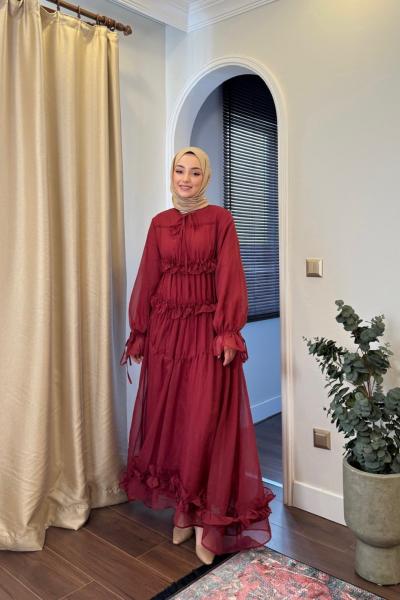 BBC VİNTAGE ELBİSE - BORDO