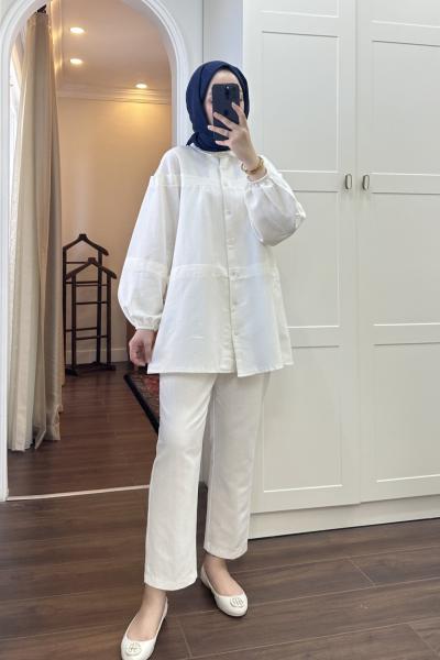 BBC VİOLE KETEN İKİLİ TAKIM - EKRU