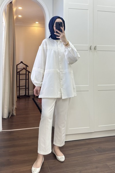 BBC VİOLE KETEN İKİLİ TAKIM - EKRU