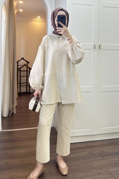 BBC VİOLE KETEN İKİLİ TAKIM - KREM