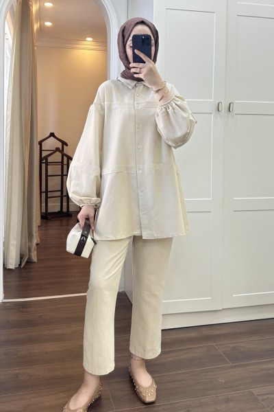 BBC VİOLE KETEN İKİLİ TAKIM - KREM