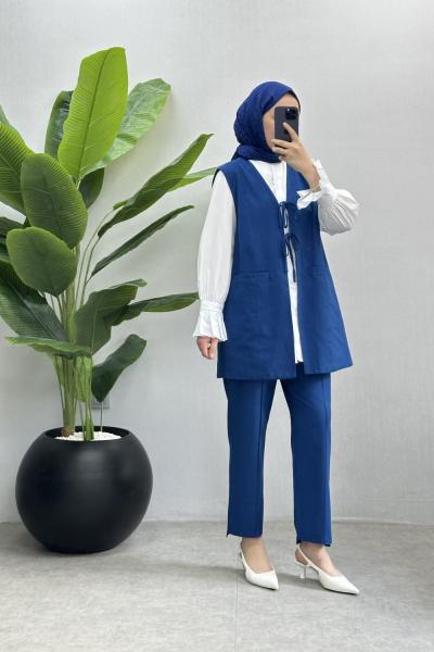 BBC YELEKLİ KETEN TAKIM - MAVİ