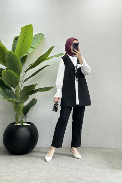 BBC YELEKLİ KETEN TAKIM - SİYAH