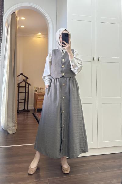 BBC YELEKLİ CROP TAKIM - ANTRASİT