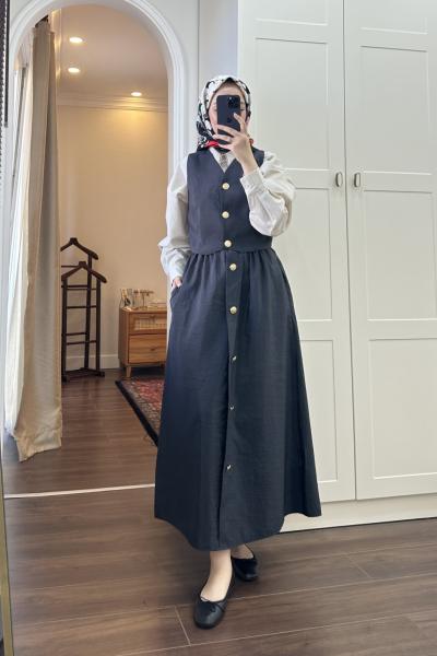 BBC YELEKLİ CROP TAKIM - SİYAH