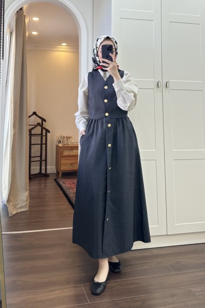 BBC YELEKLİ CROP TAKIM - SİYAH