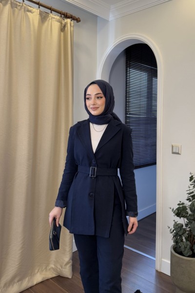 BBC YIRTMAÇLI KETEN TAKIM - LACİVERT