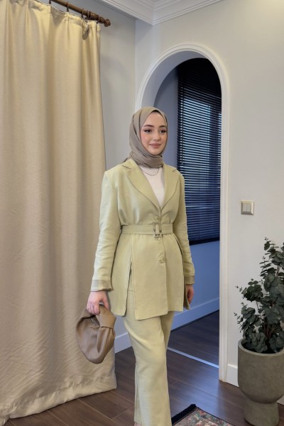 BBC YIRTMAÇLI KETEN TAKIM - YEŞİL