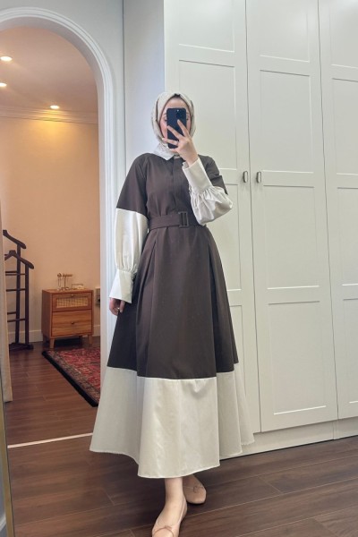 BBC ZENA ELBİSE - KAHVERENGİ