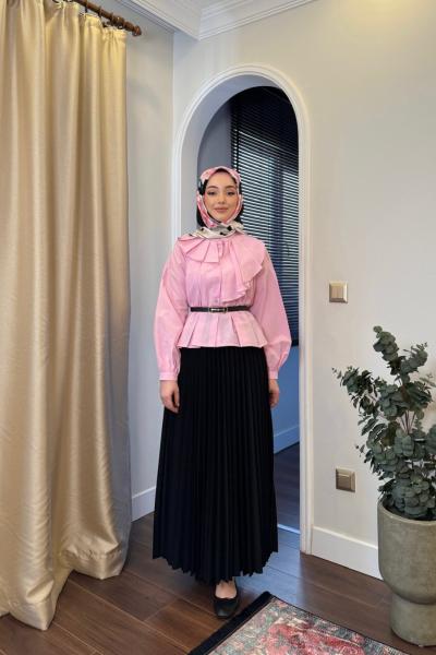 SIK PLİSELİ ETEK - SİYAH